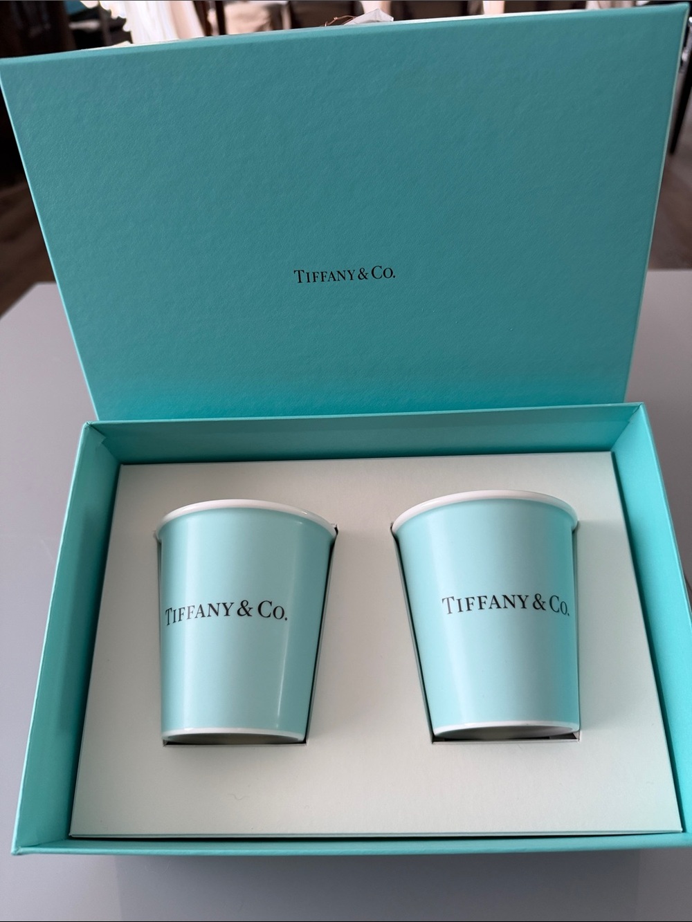 Tiffany & Co. Fine Bone China Blue Pair of Cup